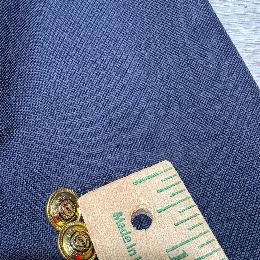 Stafford 48R Navy‎ Blue Gold Buttons Blazer Jacket Sport Suit Coat Wool Gingham